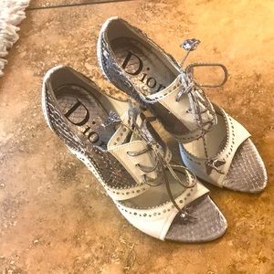 ***SOLD**** Christian Dior Silver/White Python Heels (Used), size 38, $150 OBO